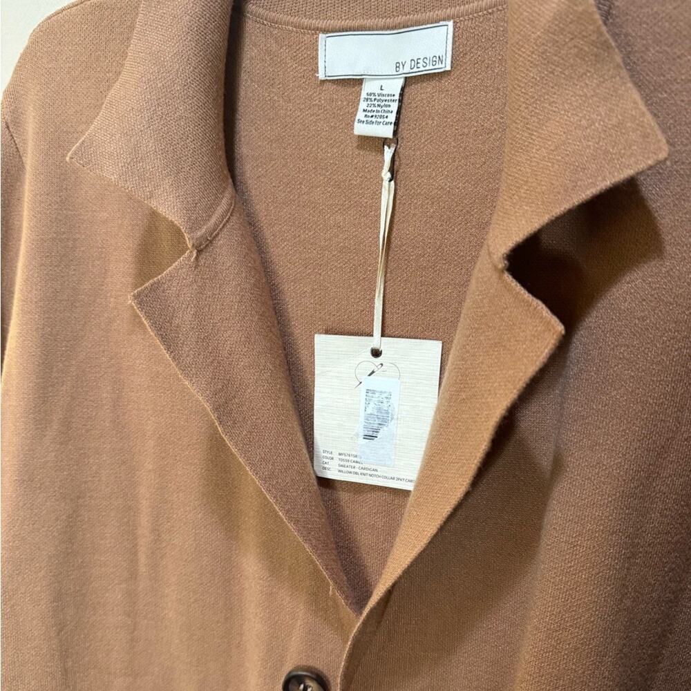 BY DESIGN Willow Notch Collar Long Cardigan - Camel Size L - Picture 4 of 5
